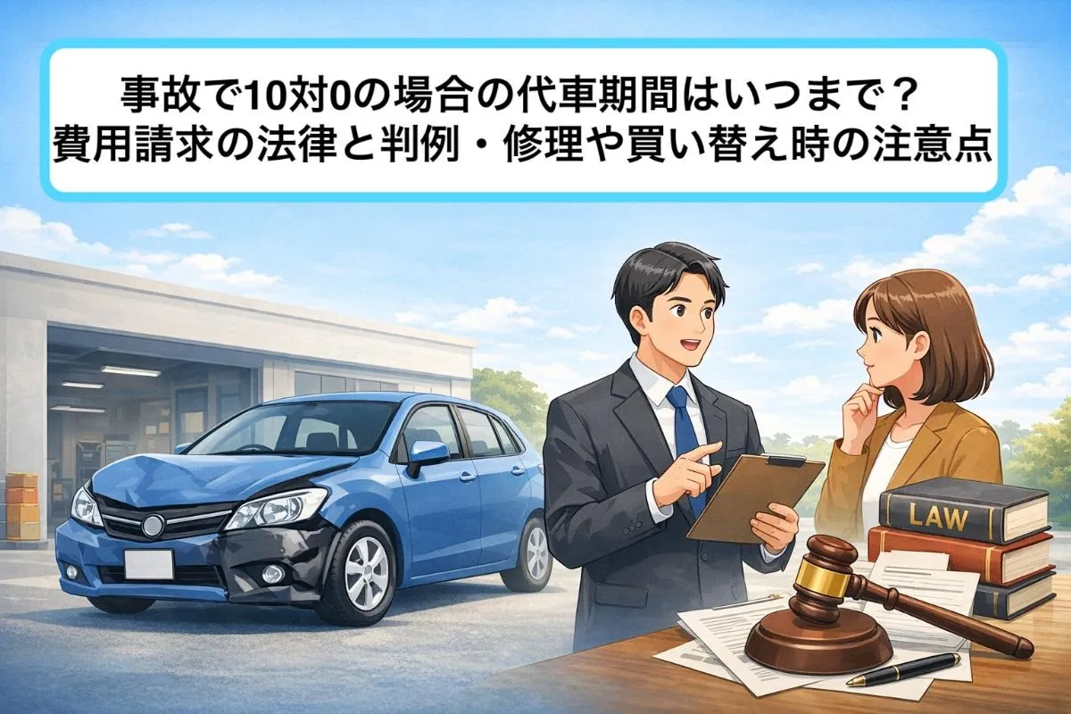 事故で10対0の場合の代車期間はいつまで？費用請求の法律と判例・修理や買い替え時の注意点